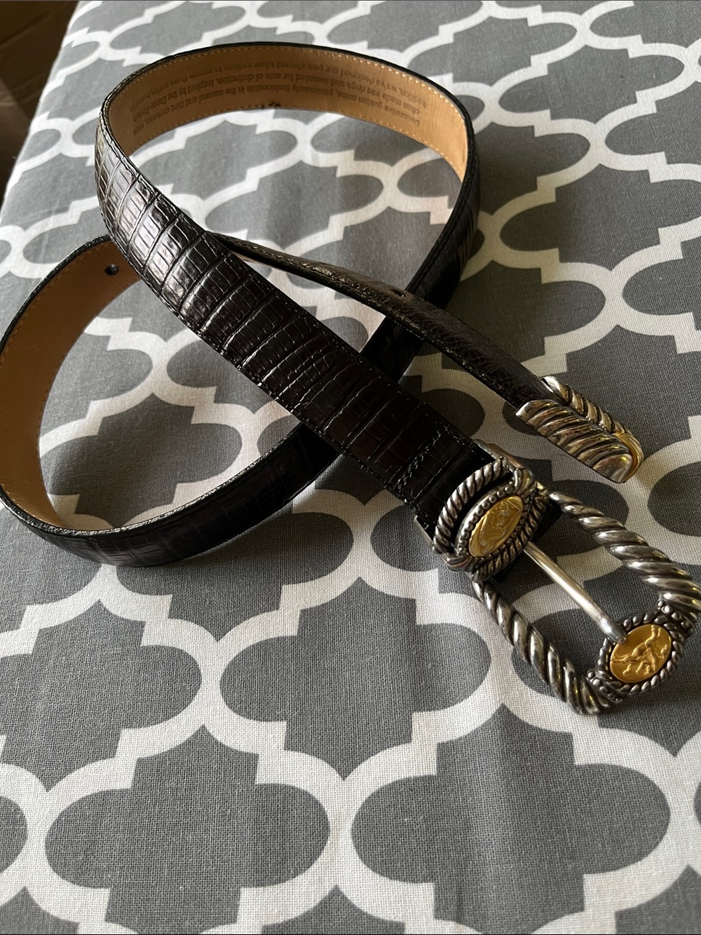 Size M Brighton Museum Collection Black  Leather & Mixed Metals Ladies Belt